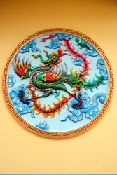 Sung Hung Pagode. Chinesische Phönix-Skulptur. Phu Quoc. Vietnam.